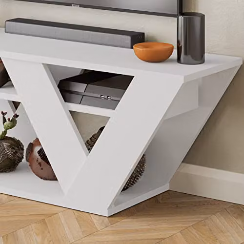 HOCUS PICUS Modern White TV Unit for up to 42 Inch TVs, W/D/H: 110 x 30 x 40 cm – 3