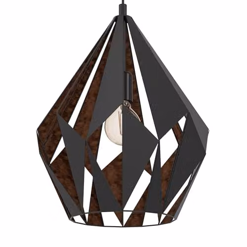 Eglo Carlton 1 Vintage Suspended Pendant Light in Black Metal, W: 38 cm, D: 38 cm, H: 150 cm – 3