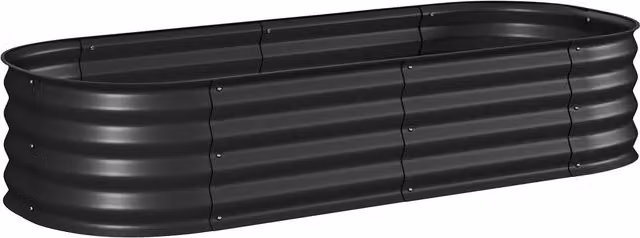 Outsunny Galvanised Steel Raised Garden Bed with Safety Edging, Black, W: 62 cm, D: 62 cm, H: 30 cm – 1