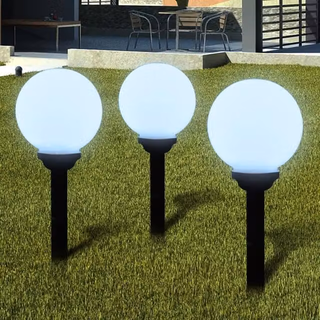 Berkfield Home Solar LED Outdoor Pathway Lamps with Ground Spike, 3 Pack, White, Height: 20 cm – 1