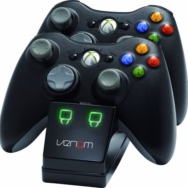 Venom Xbox 360 Twin Charge Dock with 2 Rechargeable Battery Packs, Black