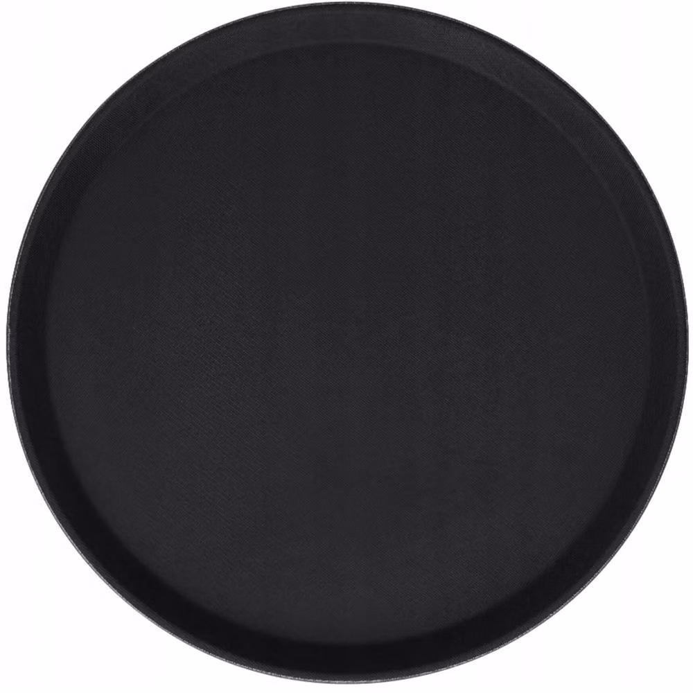 EONLION Set of Two Non-Slip Round Rubber Serving Trays in Black, Diameter: 100 cm – 2