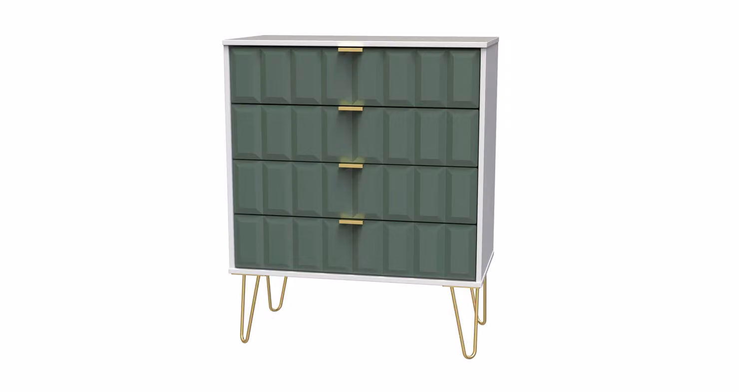Ready Assembled 2 U Metro 4 Drawer Chest in Green and Gold – 2
