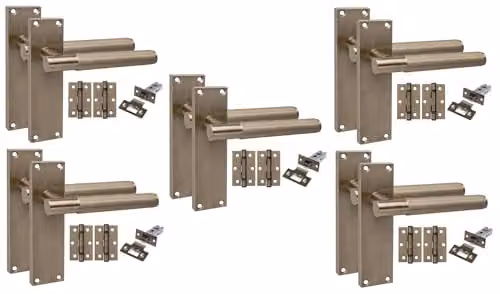 Golden Grace 5-Pack Victorian Latch Door Handle Set in Antique Brass Metal – 1