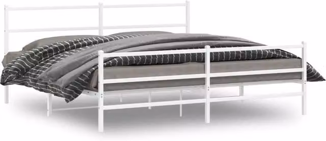 Berkfield Home Metal Bed Frame with Footboard, White, 193 x 203 cm – 1