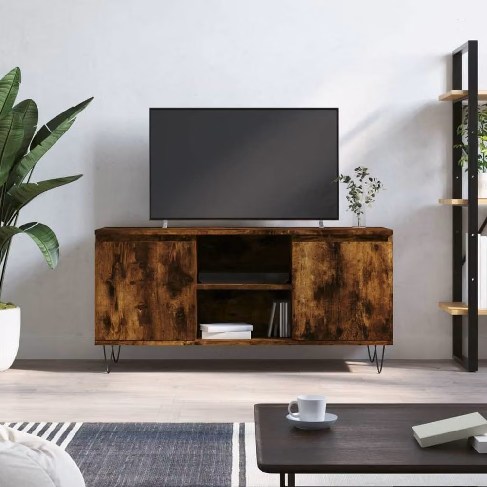 Berkfield Home Smoked Oak TV Cabinet in Brown, W/D/H: 104 x 35 x 50 cm – 2