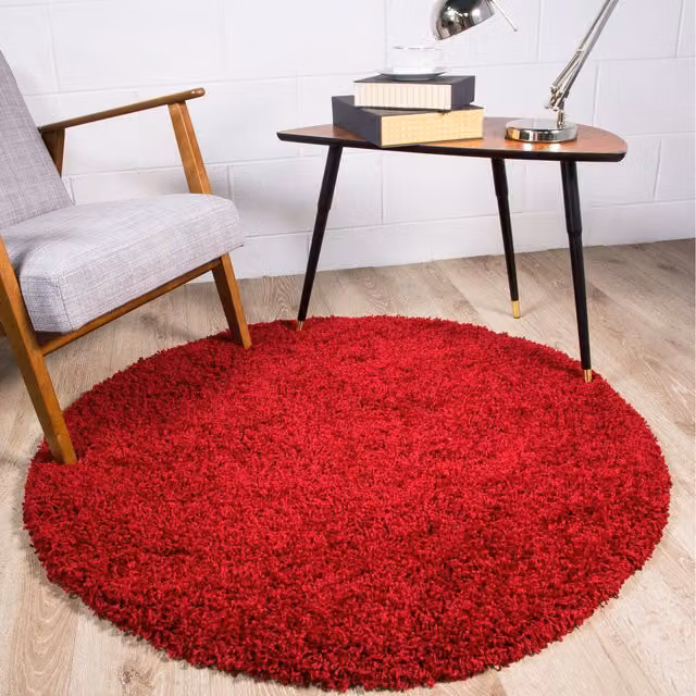The Rug House Soft Value Red Shaggy Square Area Rug, W/D: 135 x 135 cm