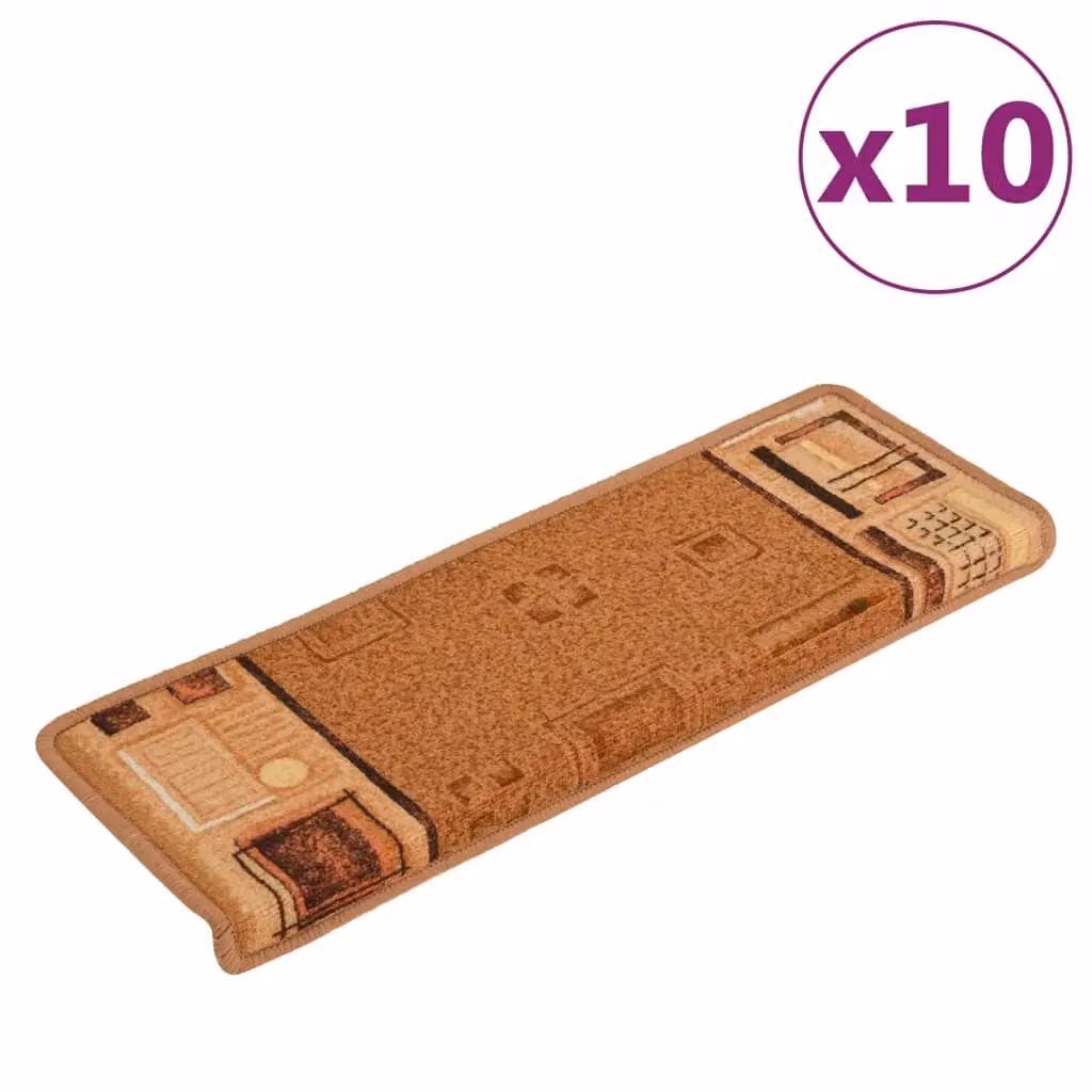 Berkfield Home Self-adhesive Stair Mats, 10 Pieces, Beige, W: 65 cm, D: 21 cm, H: 4 cm – 2