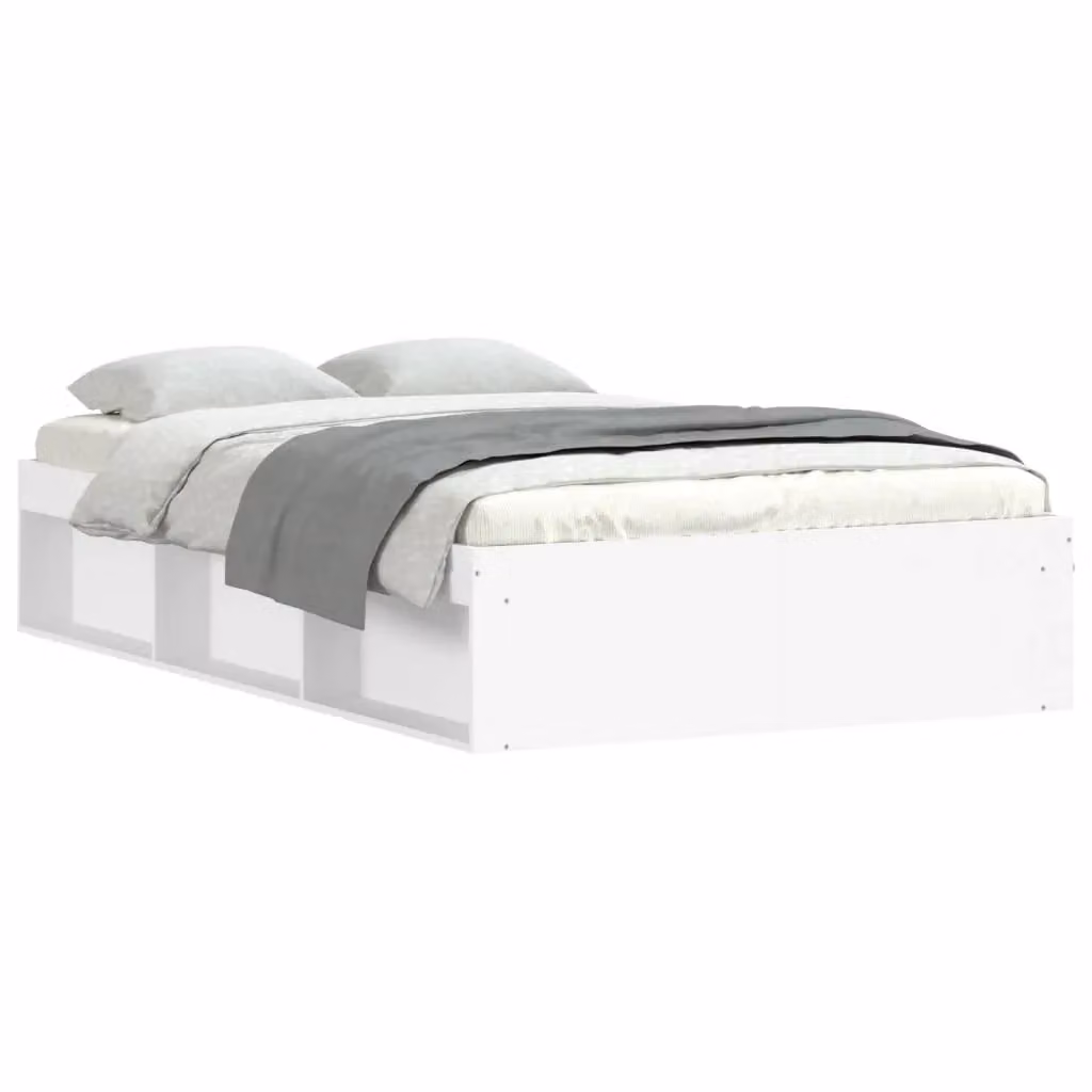 Berkfield Home Modern White Bed Frame with Side Compartments, W: 120 cm, L: 200 cm – 2
