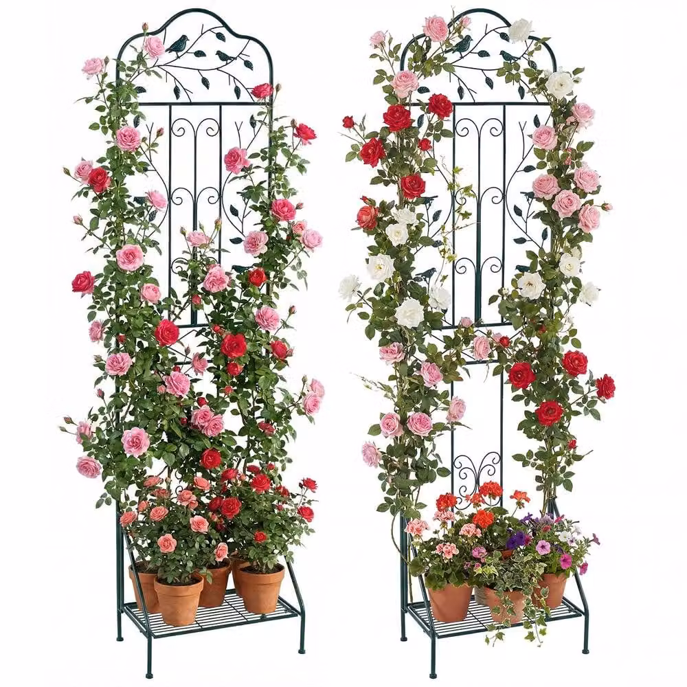 Costway Green Metal Freestanding Garden Trellis for Climbing Plants, Height: 190 cm – 2
