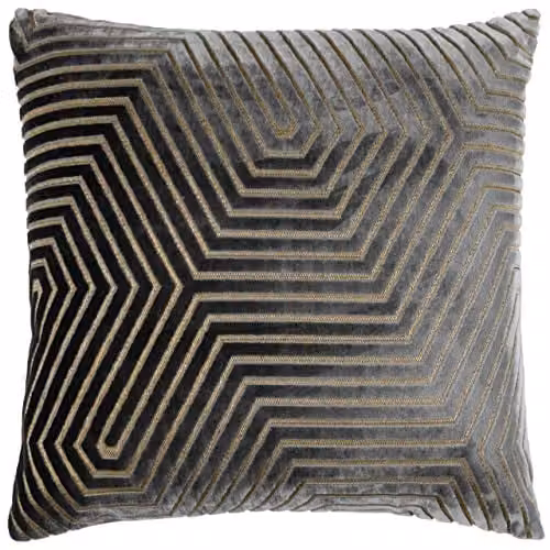 Paoletti Evoke Square Velvet Polyester Filled Cushion in Grey, W/D/H: 45 x 45 x 45 cm