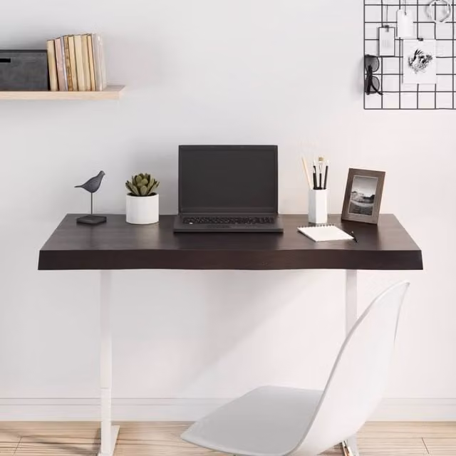 Berkfield Home Table Top Live Edge Solid Wood Countertop in Dark Grey and Brown, W: 100 cm, D: 50 cm, H: 2-6 cm