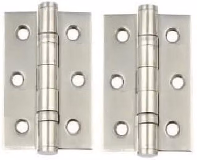 Golden Grace Brushed Nickel Plated Ball Bearing Hinges for Internal Doors, 1 Pair, Silver/Grey