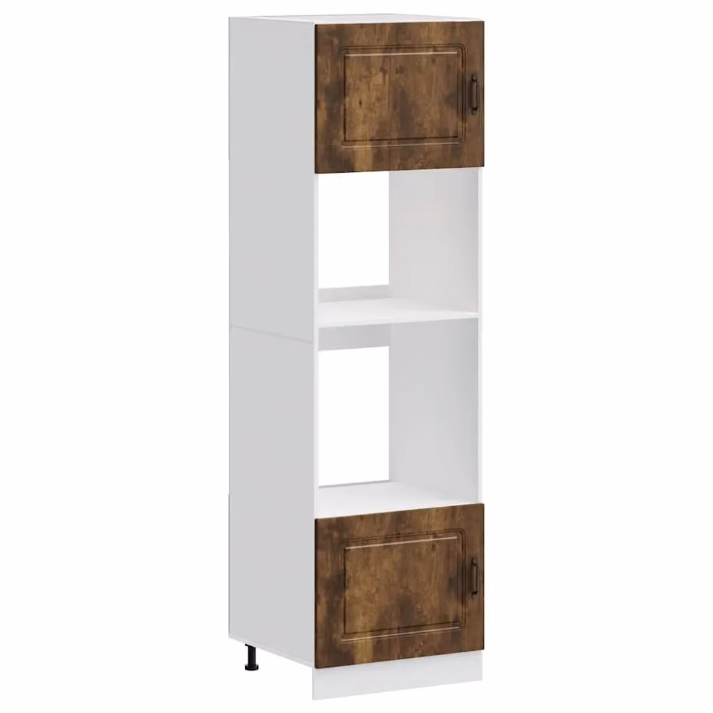 Berkfield Home Lucca Set of 2 Freestanding Oven Cabinets in Brown Smoked Oak Engineered Wood – 2