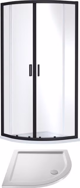 Balterley Ruwa Quadrant Corner Shower Suite with 6mm Clear Glass and Tray, Black, W/D: 900 x 900 mm