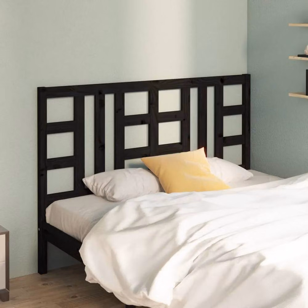 Berkfield Home Black Solid Pine Wood Bed Headboard, W/D/H: 166 x 4 x 100 cm – 2