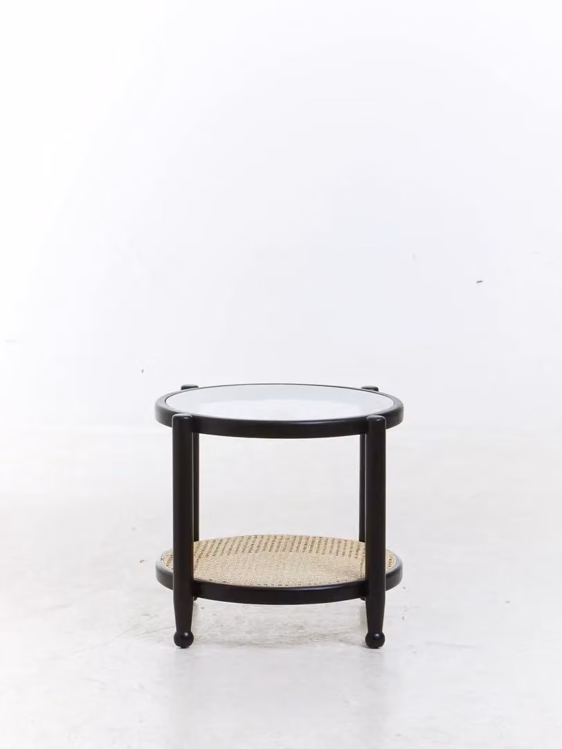 Orsina Cebu Round Rattan and Glass Side Table in Black – 4