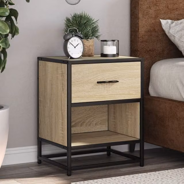 Berkfield Home Bedside Cabinet in Sonoma Oak Brown, W/D/H: 40 x 31 x 50 cm – 1