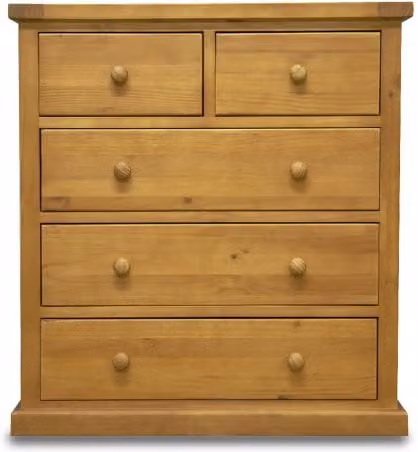 Archers Langdale 2 over 3 Drawer Pine Wooden Chest of Drawers in Brown