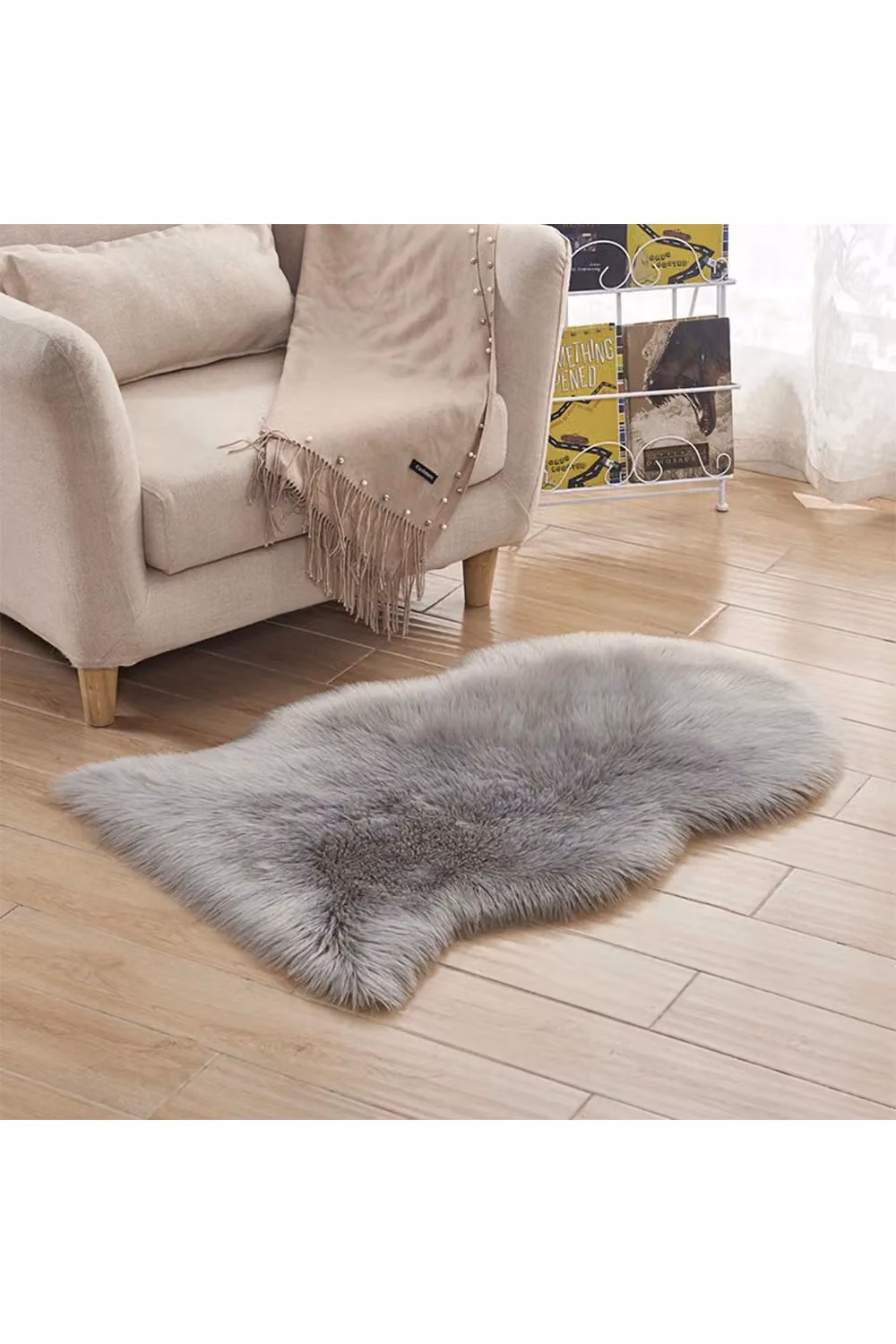 Living and Home Truman Handmade Shag Cowhide Grey Rug, W: 60 cm, D: 90 cm – 2