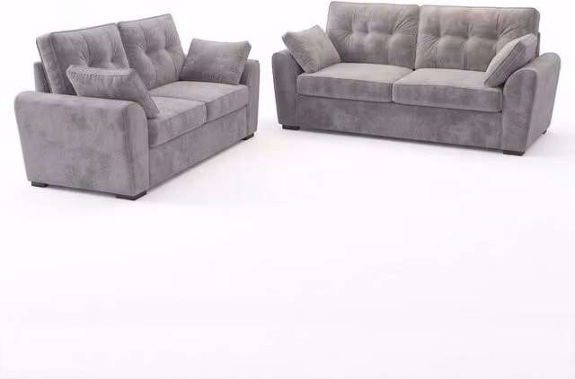 Furnishings For Less UK Montford Grey Fabric 3 + 2 Seater High Back Sofa Suite