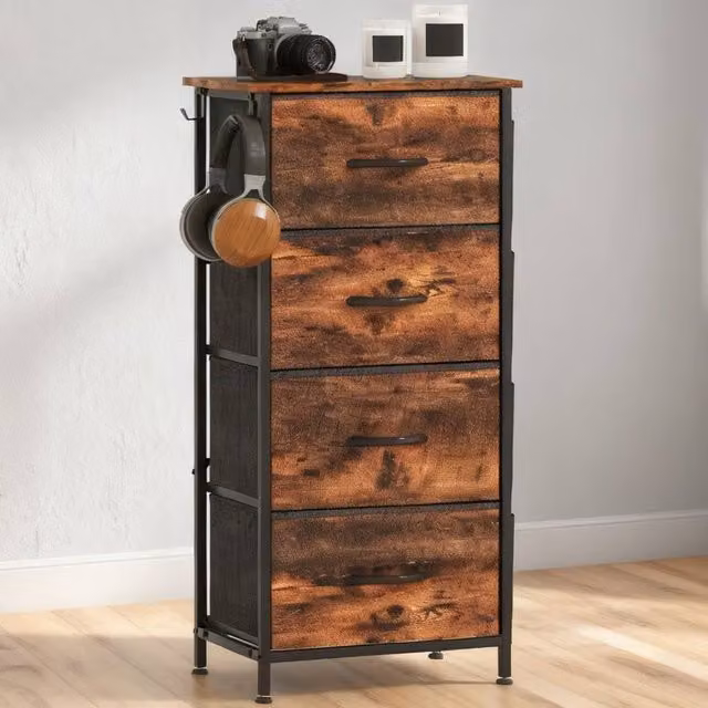 ERGOVEXA Chest of Four Fabric Drawers in Rustic Brown – 1