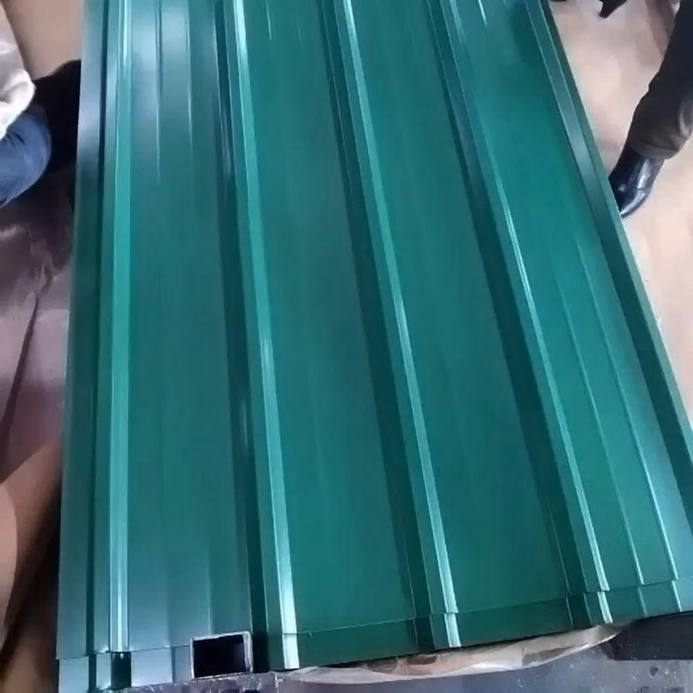 FLAVORA 12 Piece Corrugated Galvanised Metal Roof Sheets in Green, W: 52 cm, L: 1000 cm – 2