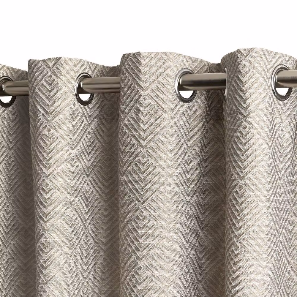 New Edge Blinds Amaranth Geometric Eyelet Curtains in Stone, Width: 168 cm, Drop: 183 cm – 2
