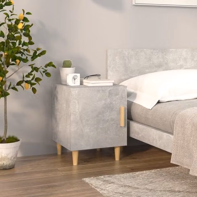 Berkfield Home Wall Mounted Bedside Cabinet in Concrete Grey MDF – 1