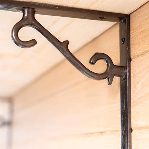 Hammer and Tongs Scroll Iron Shelf Bracket in Raw Grey, Diameter: 20.5 cm – 4