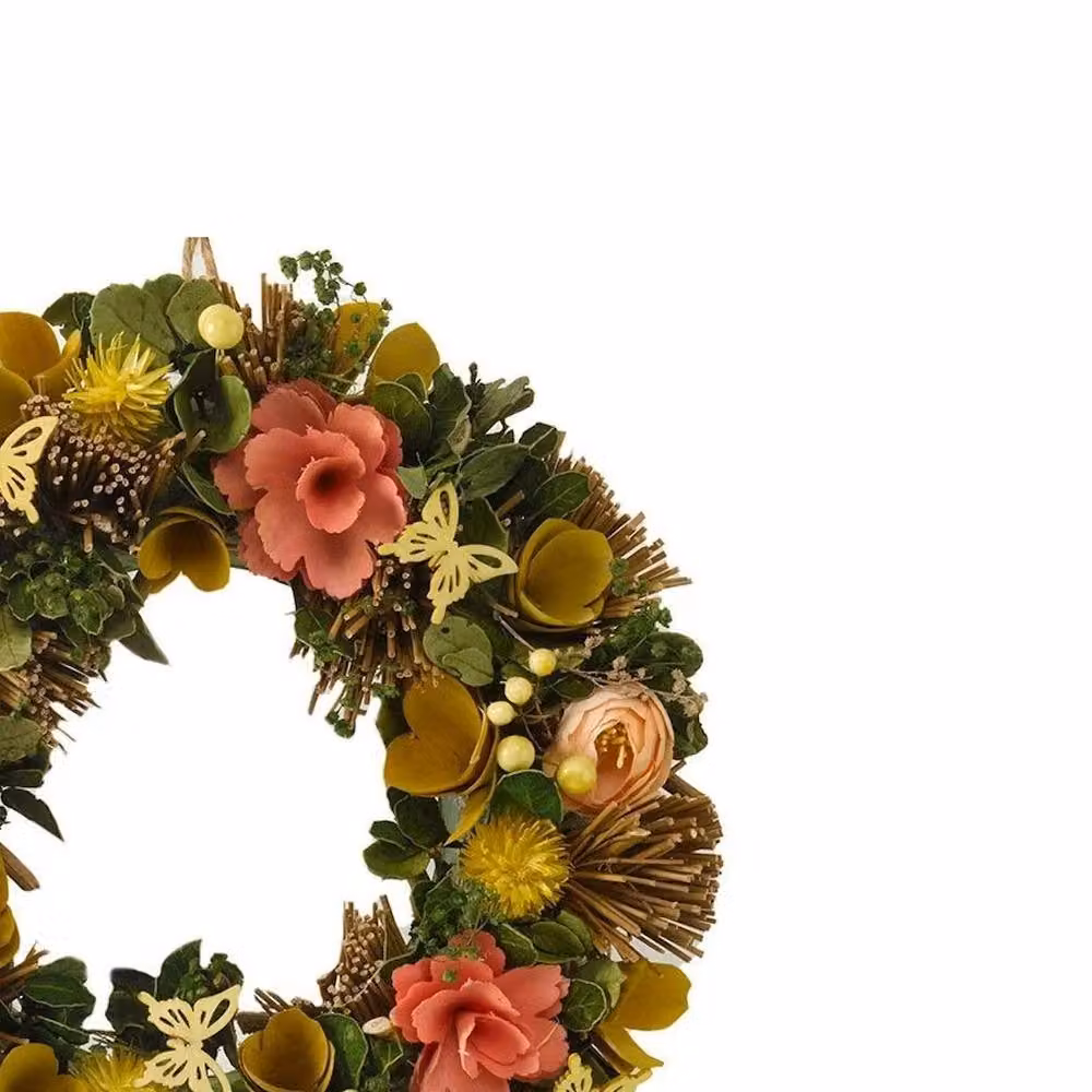 Smart Garden Products Summer Whirl Hanging Floral Wreath with Flowers and Butterflies, Multicolour and Yellow, Diameter: 36 cm – 3