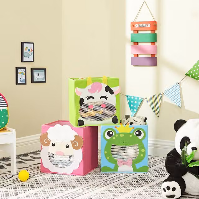 SONGMICS Set of 3 Foldable Toy Organisers in Blue