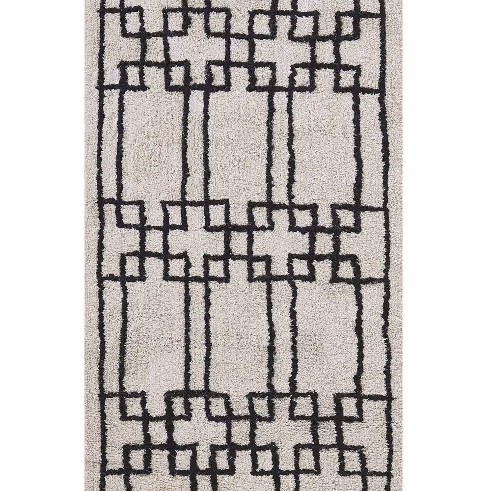Wyld and Coco Beige Cotton Geometric Hand Tufted Rectangular Area Rug W: 80 cm, L: 150 cm – 2