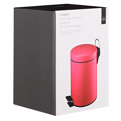 Premier Housewares 3 Litre Stainless Steel Pedal Bin in Black and Pink, H26 x W17 x D23 cm – 2