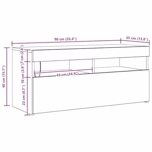 vidaXL Modern Smoked Oak TV Cabinet with Integrated RGB LED Lighting in Brown – 3