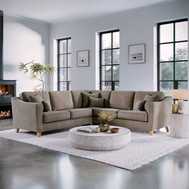 The Great Sofa Company Jackson Large Chenille Corner Sofa in Light Brown