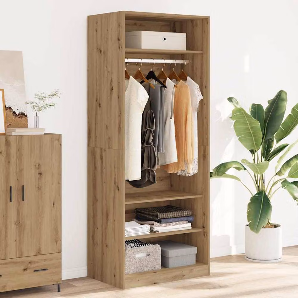 Berkfield Home Artisan Oak Wardrobe in Brown, W/D/H: 80 x 50 x 200 cm – 2