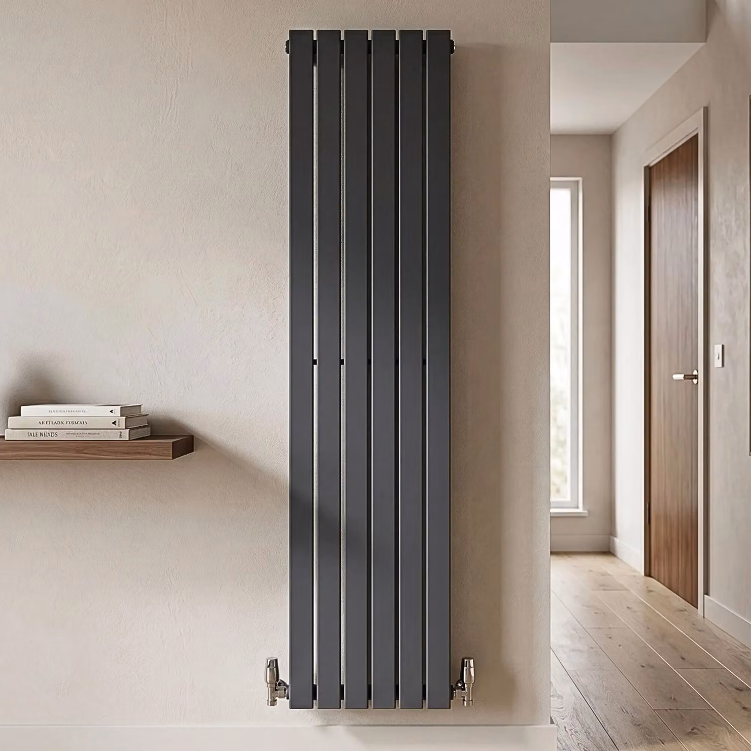 Balterley Square Vertical Single Panel Radiator in Anthracite Grey, H: 150 cm, W: 35.4 cm – 5