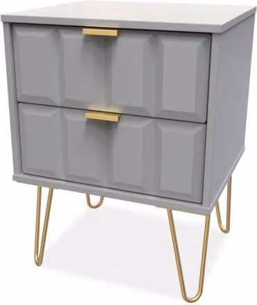 Welcome Furniture Welcome Cube 2 Drawer Bedside Table in Grey, Gold or White