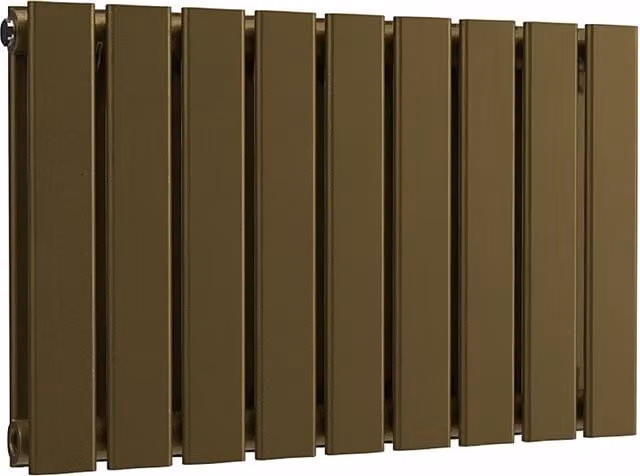 Lux Heat Double Flat Horizontal Steel Radiator in Gold or Bronze, W: 630 mm x H: 400 mm