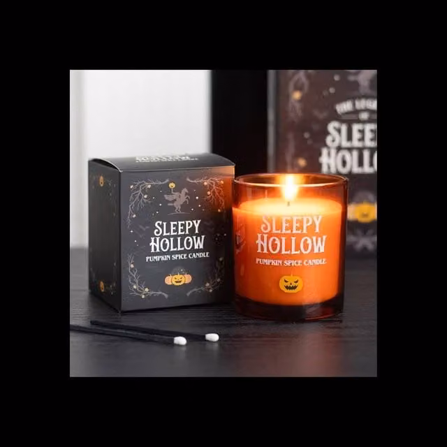 KDMD Sleepy Hollow Pumpkin Spice Paraffin Candle in Orange with 28 Hour Burn Time – 1