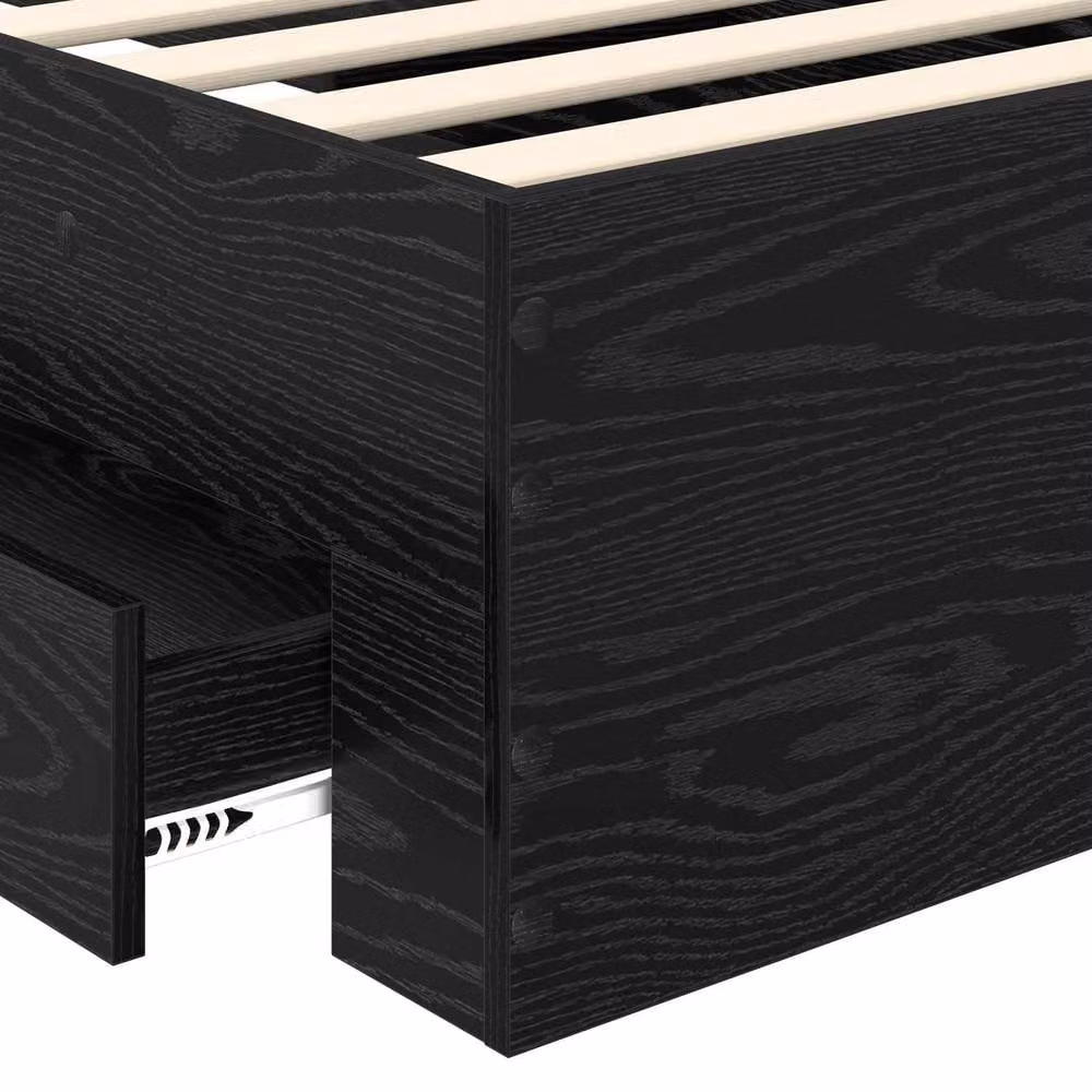 Berkfield Home Modern Bed Frame with Headboard and Drawers in Black Engineered Wood – 5