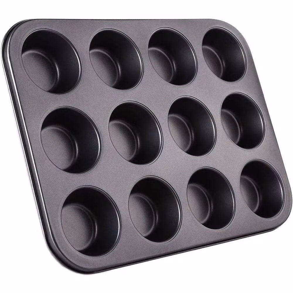 FLAVORA Non-stick 12 Cup Muffin Tray in Black – 3