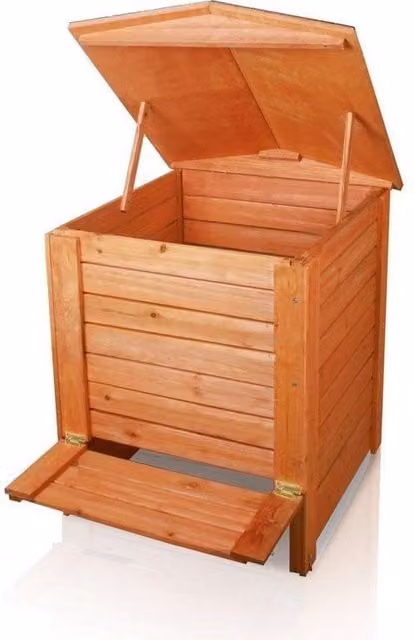 Primrose Wooden Garden Composter with Hinged Lid, 288L, Brown, W/D/H: 60 x 60 x 60 cm