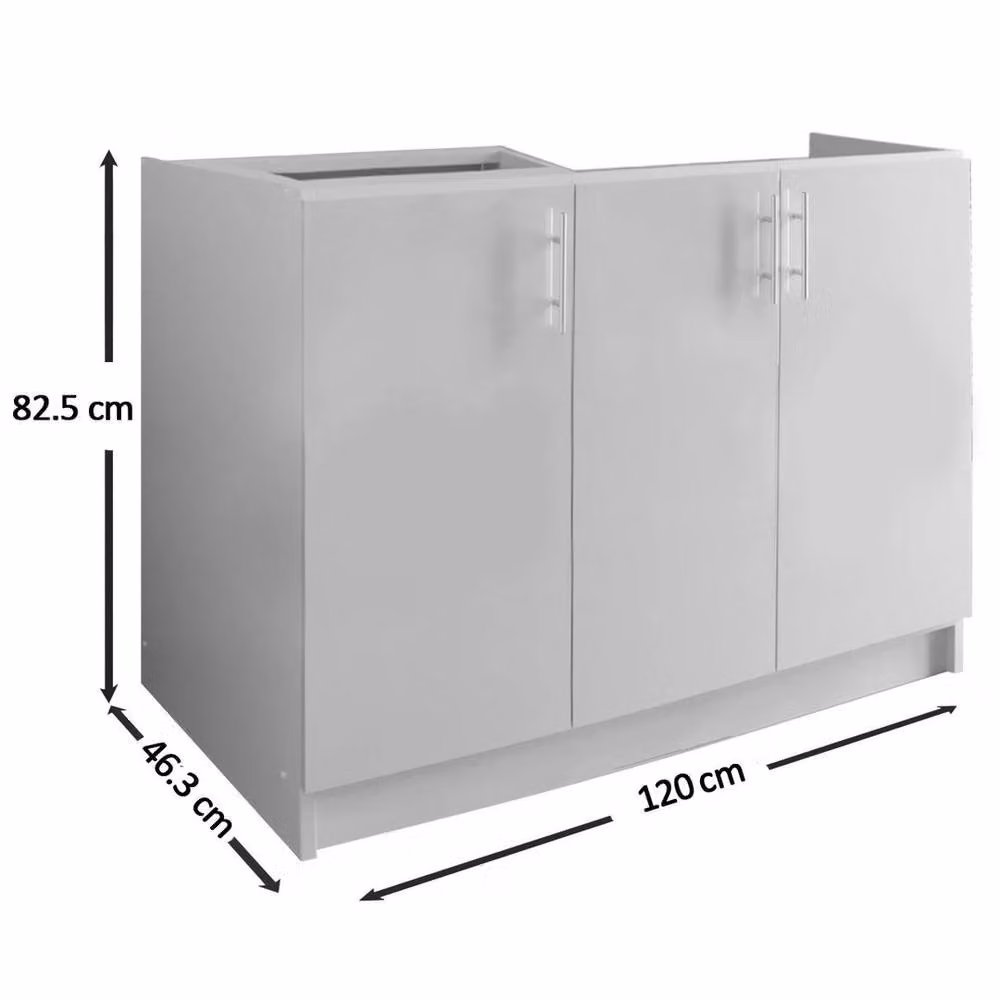 SPETLEK Modern Grey Kitchen Sink Unit with Hinged Doors and Internal Shelves, Height: 120 cm – 2