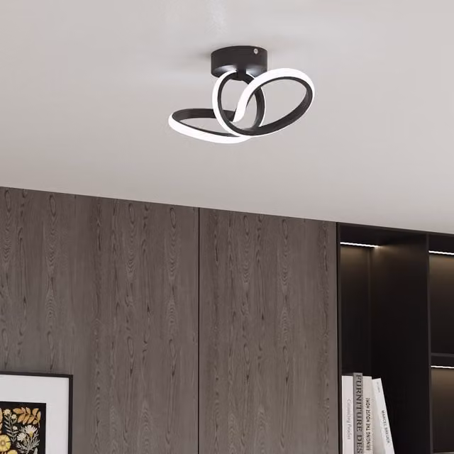 Livingandhome Modern LED Sailboat Design Ceiling Light in Black