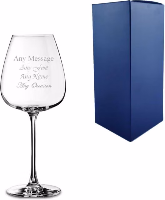 Uniqueful Personalised Engraved Red Wine Glass, Clear, 12.5oz