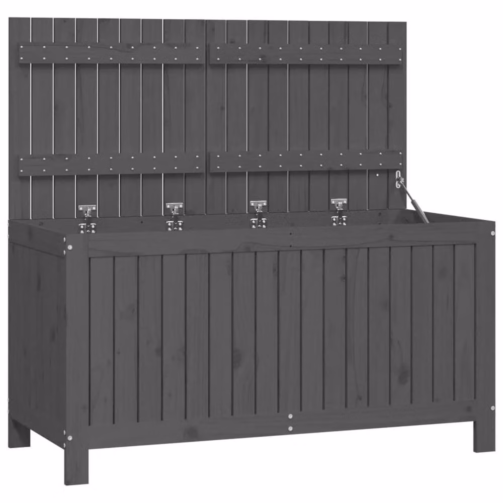 Berkfield Home Grey Solid Pine Garden Storage Box W: 121 cm, D: 55 cm, H: 64 cm – 2
