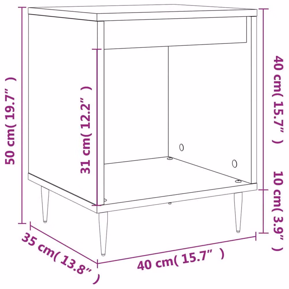 Berkfield Home Set of 2 Modern Black Bedside Cabinets, W/D/H: 40 x 35 x 50 cm – 4