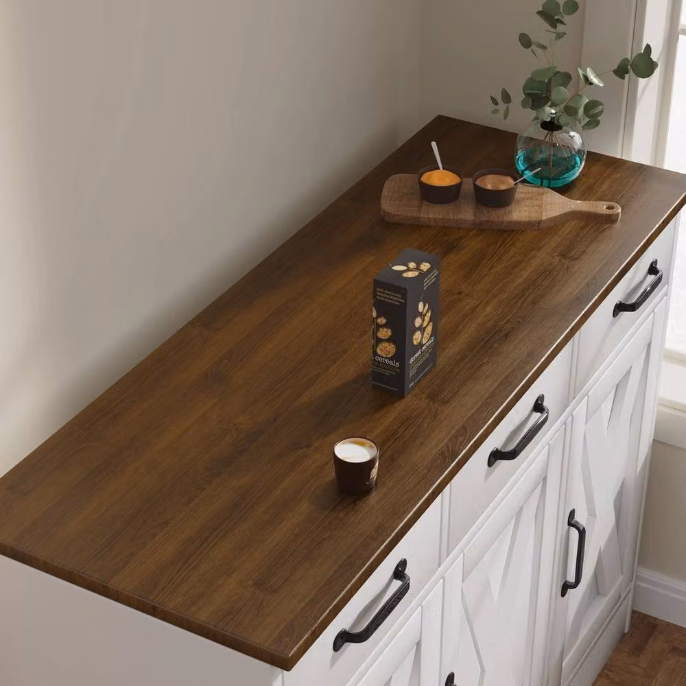 NESTLUNE White Matt Kitchen Sideboard Cabinet with 3 Drawers and 3 Doors, W: 100 cm, D: 15 cm – 3